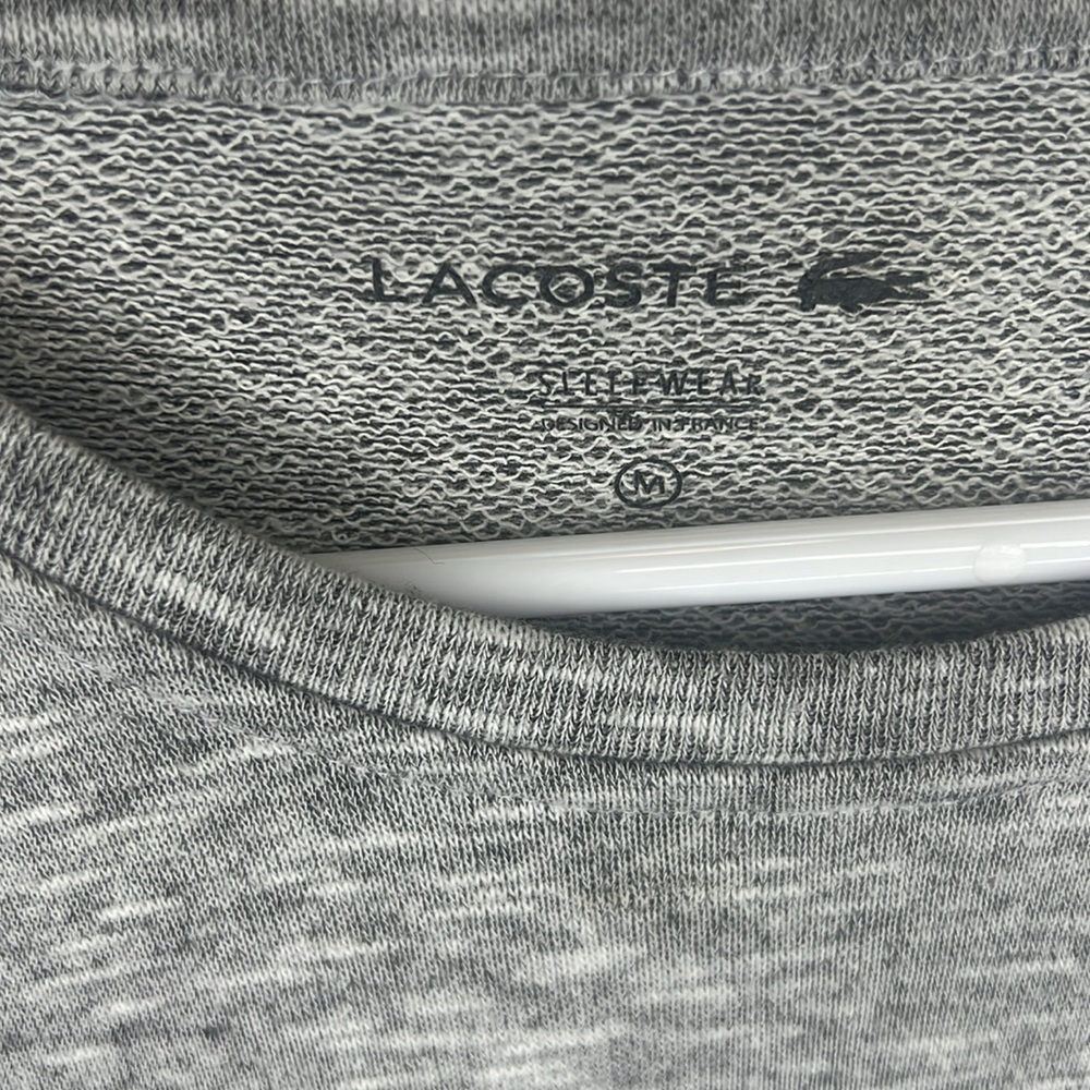 Lacoste Sleepwear Heather Gray Pajama Top Size Medium - Picture 5 of 13